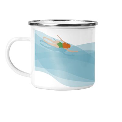 Swimming in the Deep Enamel Metal Tin Cup