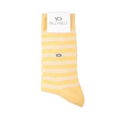 Combed cotton socks With fine stripes - Yellow and white