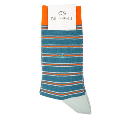 Chaussettes Rayures Fines Bleu Orange