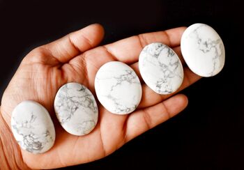 Howlite Palm Stone, Natural Palm Stone, Crystal Pocket stones 8