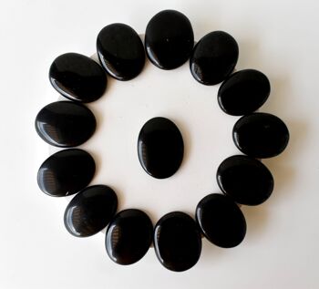 Polished Black Obsidian Palm Stone, Pocket Stone 6