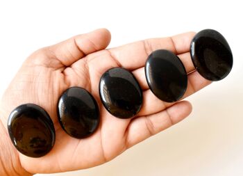 Polished Black Obsidian Palm Stone, Pocket Stone 8