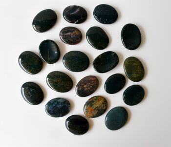 Polished Bloodstone Palm Stones, Crystal Pocket Stone 1