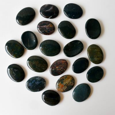 Polished Bloodstone Palm Stones, Crystal Pocket Stone
