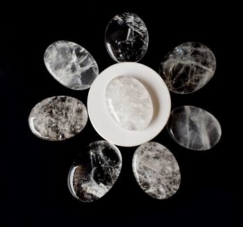 Polished Crystal Quartz Palm Stone, Natural Pocket Stones 4