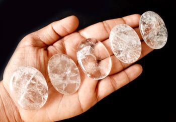 Polished Crystal Quartz Palm Stone, Natural Pocket Stones 8