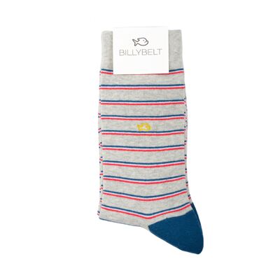 Fine Striped Socks Gray Blue