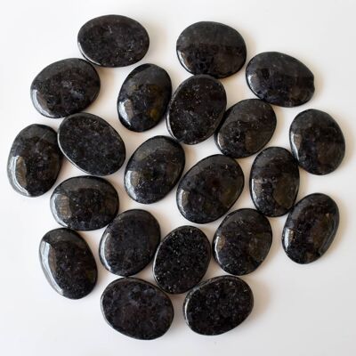 Polished Indigo Gabbro Palm Stone, Pocket Stone