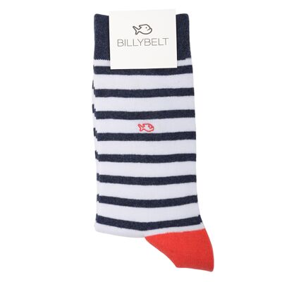 Wide Striped Socks Coral White