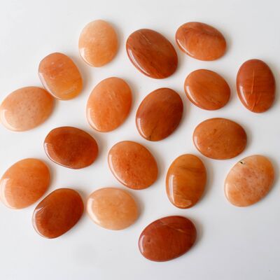 Piedra de palma de aventurina naranja pulida, piedra de bolsillo