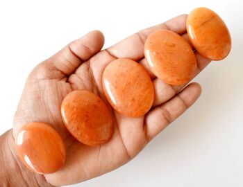 Polished Orange Aventurine Palm Stone, Pocket Stone 4