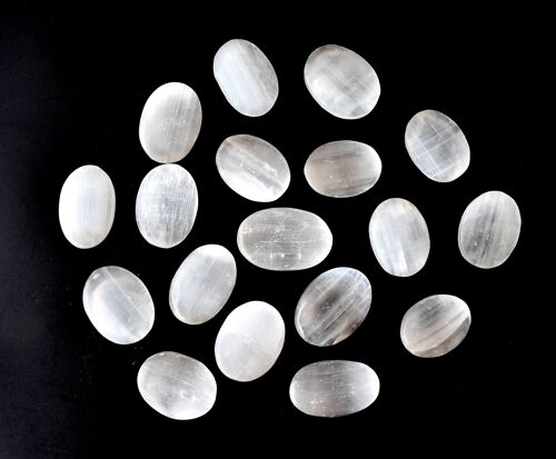 Polished Selenite Palm Stone, Selenite Crystal Pocket Stones