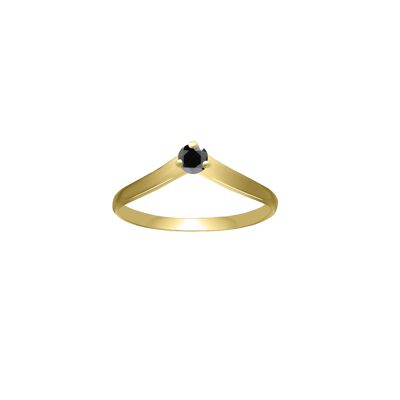 Victoria Solitaire Diamante negro - 0,10 ct - Oro amarillo de 9 kt - Anillo La fuente