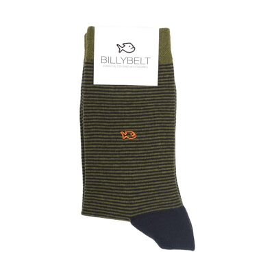 Gestreifte Socken aus gekämmter Baumwolle – Khaki