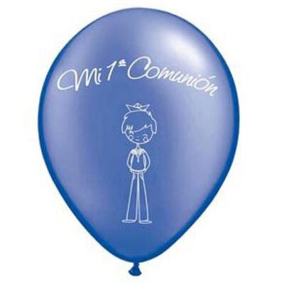 Pack 12 Globos decorados Comunión Azul