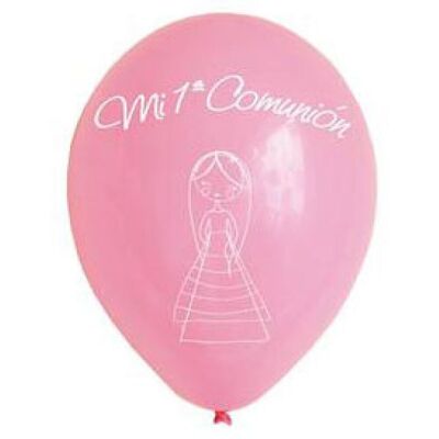 Pack 12 Globos decorados Comunión Rosa