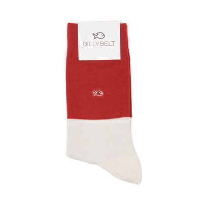 Zweifarbige Socken Rot Beige