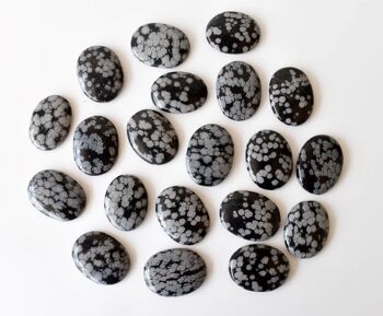 Polished Snowflake Obsidian Palm Stone, Snowflake Crystal 1