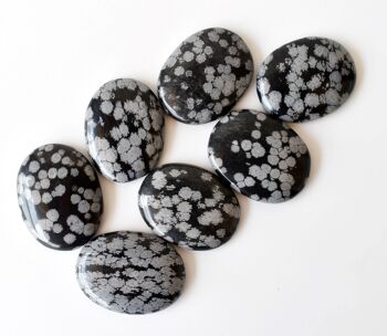 Polished Snowflake Obsidian Palm Stone, Snowflake Crystal 3