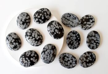 Polished Snowflake Obsidian Palm Stone, Snowflake Crystal 4