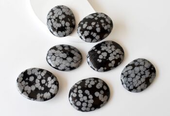 Polished Snowflake Obsidian Palm Stone, Snowflake Crystal 5
