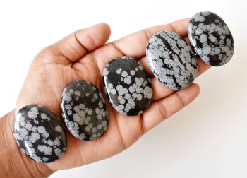 Polished Snowflake Obsidian Palm Stone, Snowflake Crystal 7