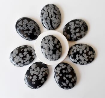 Polished Snowflake Obsidian Palm Stone, Snowflake Crystal 8