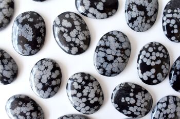 Polished Snowflake Obsidian Palm Stone, Snowflake Crystal 9