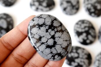 Polished Snowflake Obsidian Palm Stone, Snowflake Crystal 10