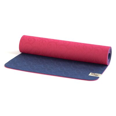 SOFT 6mm free Yoga mat - blue/cherry