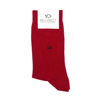 Chaussettes en coton peigné Unies - Rouge grenade 1