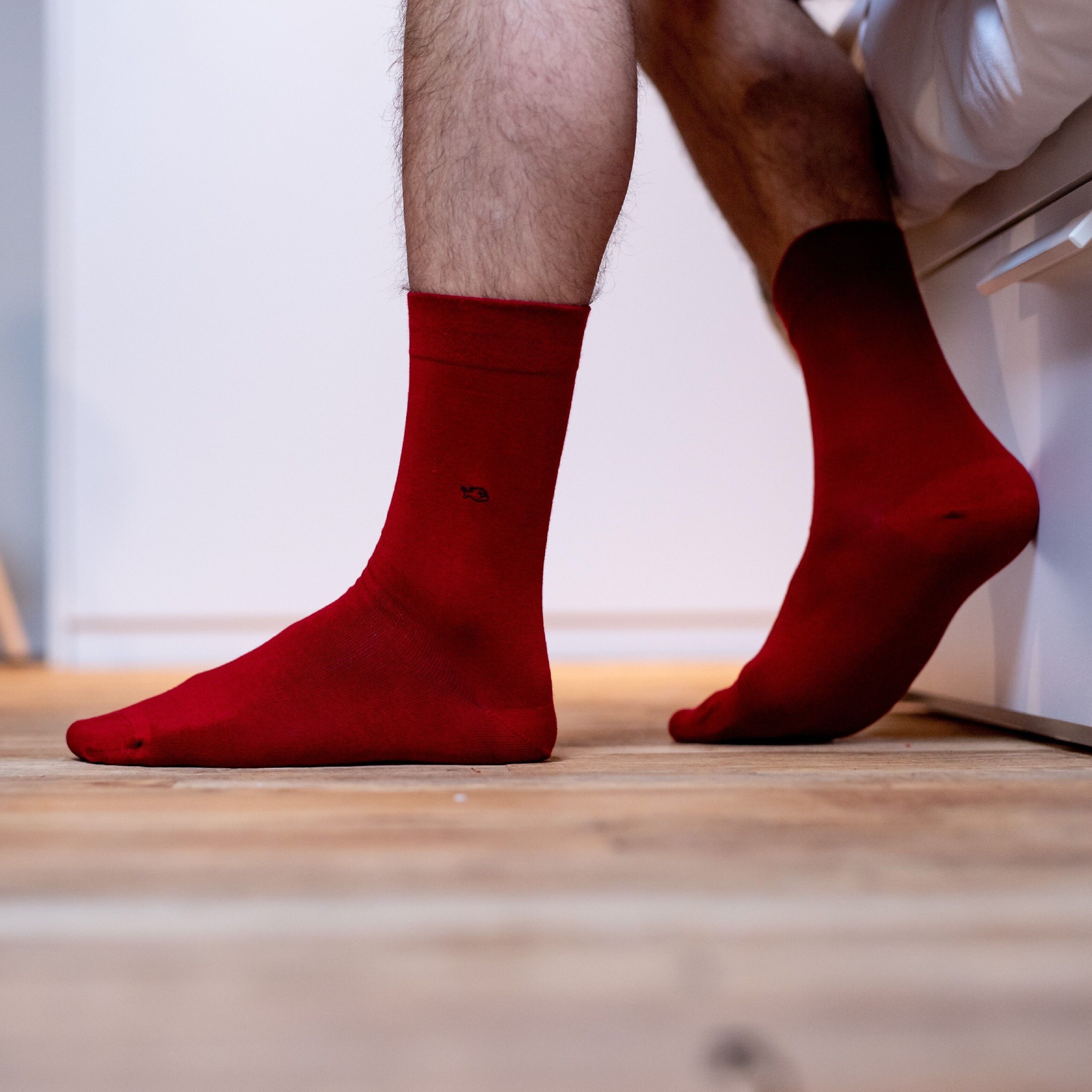 Calzini tinta unita in cotone pettinato - Rosso melograno