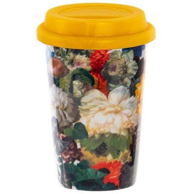 Vaso cerámica con tapa floral 400 ml 2 modelos surtidos