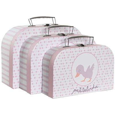 Set 3 Cajas maletín cartón Patitos Baby 28x20x10