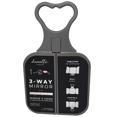 Espejo de viaje plegable de 23x12 cm Reflejo premium Negro