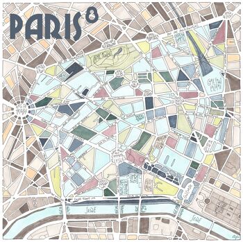 MUG illustré du Plan du 8ème arrondissement de PARIS 3