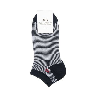 Striped combed cotton socks - Black and white