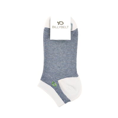 Striped combed cotton socks - Navy blue