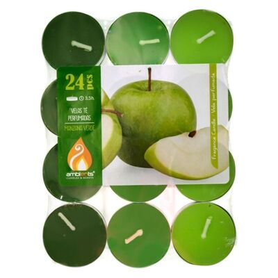 Pack 24 velas tealites 10 gr Manzana verde 3,5 horas duración