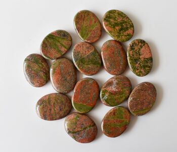 Polished Unakite Palm Stone, Gemstone Palm Stone 1