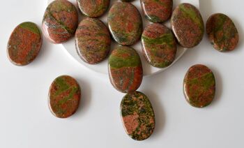 Polished Unakite Palm Stone, Gemstone Palm Stone 3