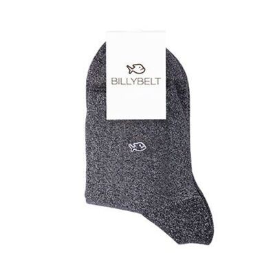 Glitzernde, einfarbige Socken aus gekämmter Baumwolle – Schwarz