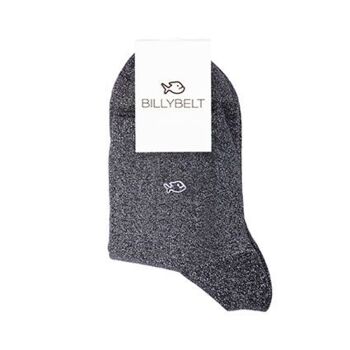 Chaussettes pailletées en coton peigné Unies - Noir 1