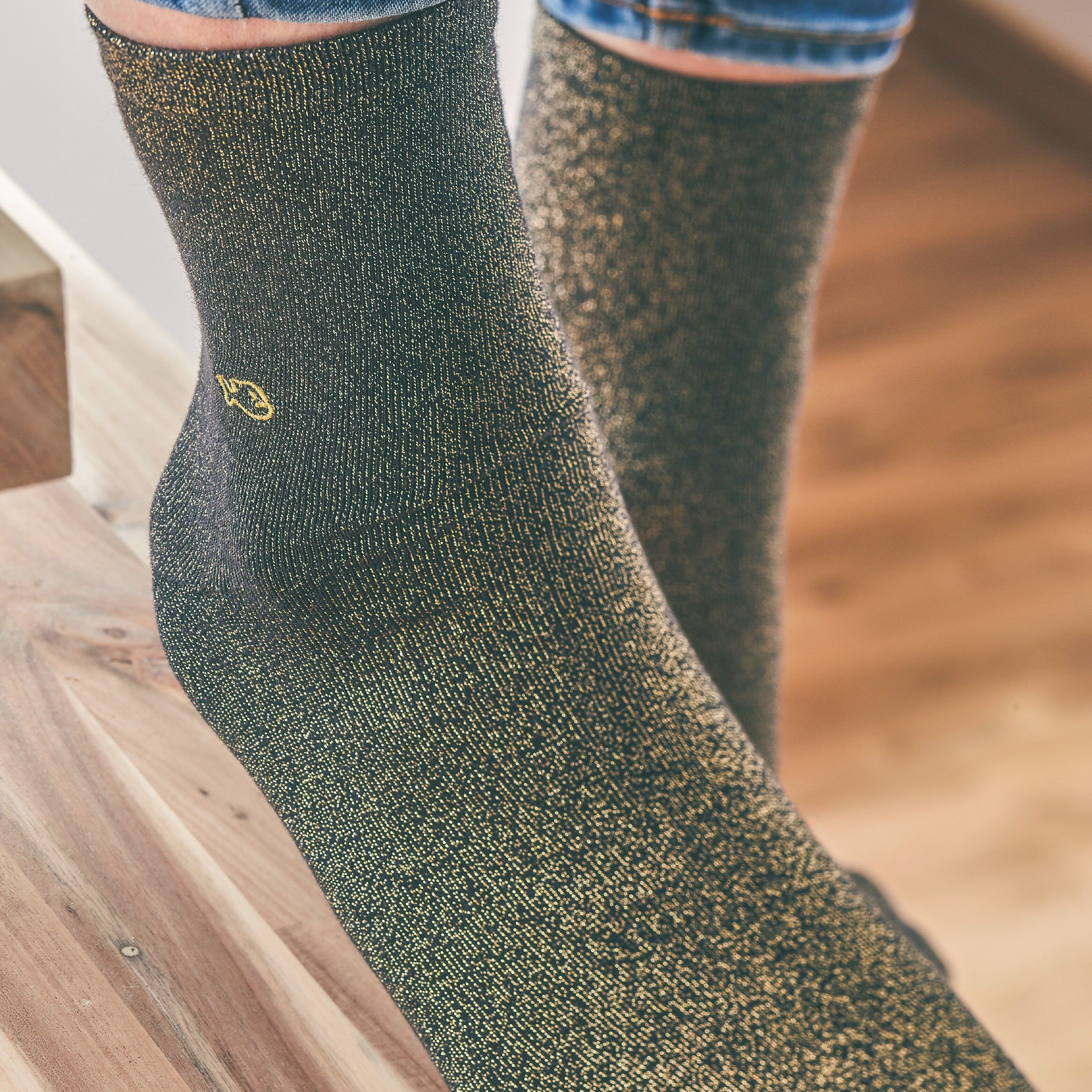 Calzini glitterati in cotone pettinato - Mineral black