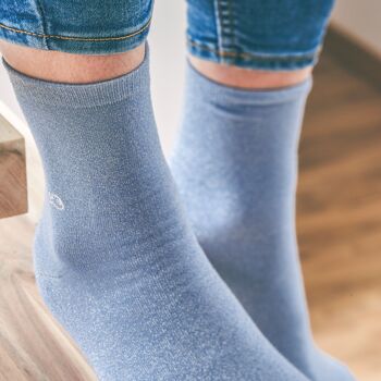 Chaussettes Paillettes Bleu Pastel 3