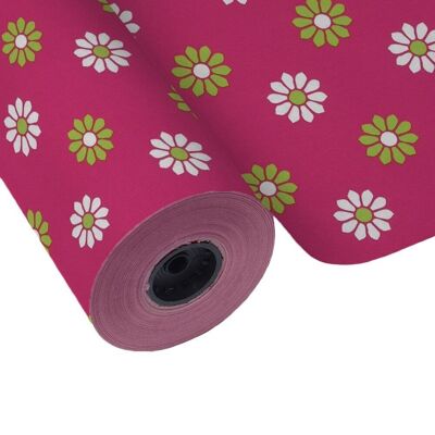 Bobina papel regalo 62 cm 95 mts. Flores fucsia