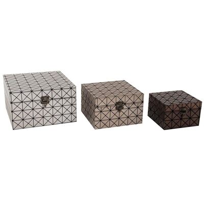 Set 3 caja madera metalizada 20x20x12
