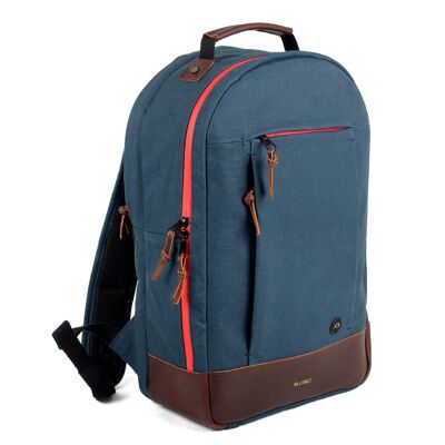 Navy Blue Water-repellent Cotton Rounded Backpack