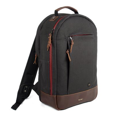 Rounded Backpack in Black Water-repellent Cotton