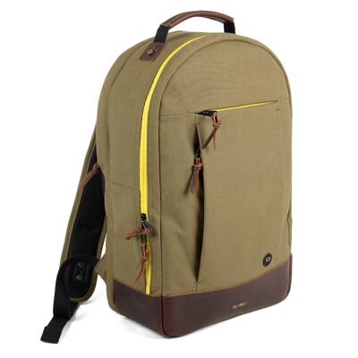 Khaki Round Water-Repellent Cotton Backpack